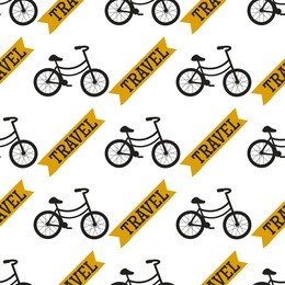 vector bicycles vintage style old bike seamless pattern background transport illustration