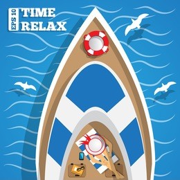 rest on the yacht. view from above. vector illustration.