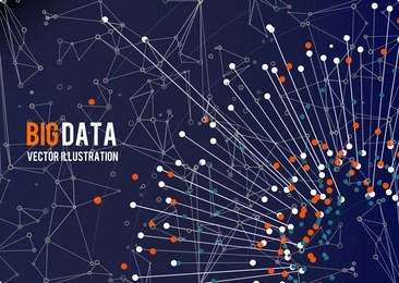 big data visualization. abstract background with dots array and lines. connection structure. vector illustration.