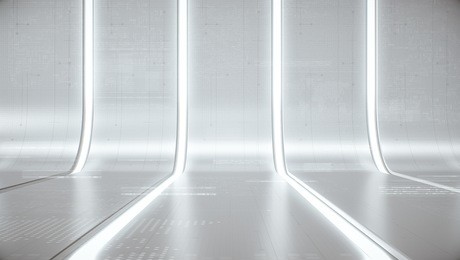 futuristic white abstract background glow light and reflection with digital data graphic. future line curve concept background. 3d render