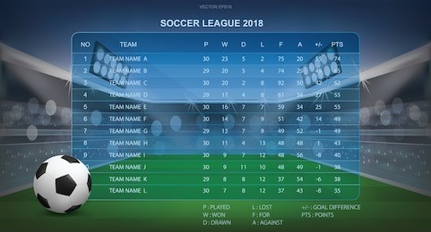 soccer table with background of sport stadium. vector illustration.