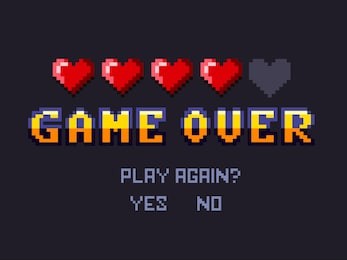 game over pixel art design isolated on white background. pixel art for game design.