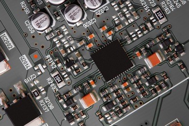 electronic circuit board close up.