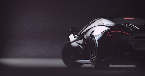 futuristic black sports car, rear view (with grunge overlay) concept, brandless - 3d illustration