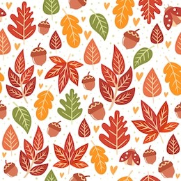 seamless forest pattern with acorns and autumn leaves. fall background. vector wallpaper.