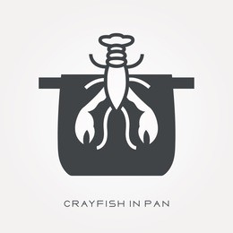 silhouette icon crayfish in pan