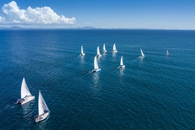 regatta sailboat and catamaran in mozambique channel