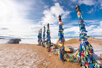 shamanic syllables on the island of olkhon, lake baikal.