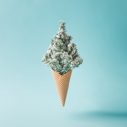 christmas tree ice cream. winter holiday concept.
