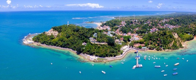 aerial view of morro de sao paulo, bahia, brazil