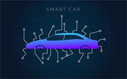 smart or intelligent car vector concept. futuristic automotive technology with autonomous driving, driverless cars. eps10 vector illustration.
