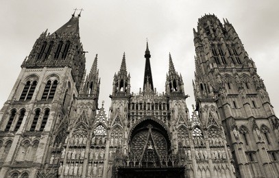 rouen, normandy - huge medieval gothic cathedral in france