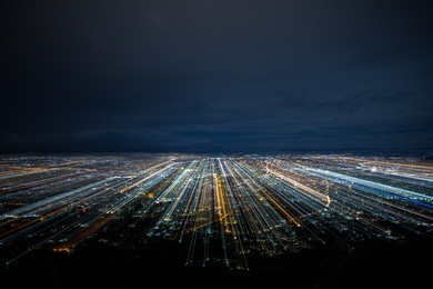 night shot from view point. concept for digital town