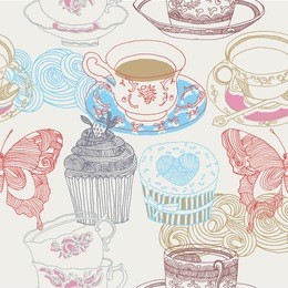 sweets and tea. seamless background