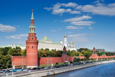 kind to the moscow kremlin, grand kremlin palace, cathedrals and quay moskva river
