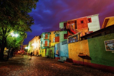 public square in la boca, buenos aires, argentina. taken during sunset on april 9th 2015.