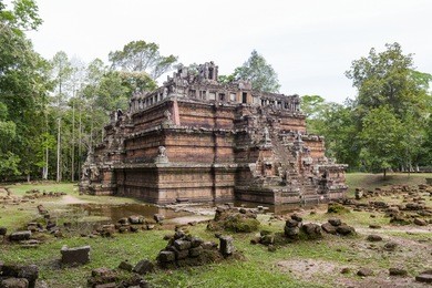 the hindu temple of phimeanakas in the angkor wat complex, siem reap, cambodia.