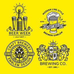 set beer logo - vector illustration, emblem brewery design modern line style.