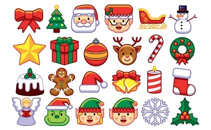 vector set of christmas emojis isolated on white background