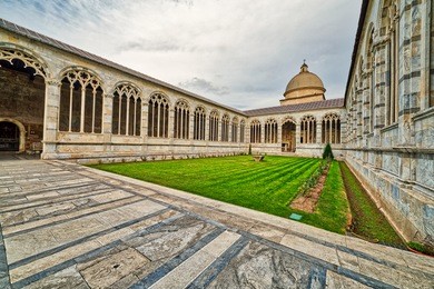 walls of public monumental cemetery in pisa, italy
