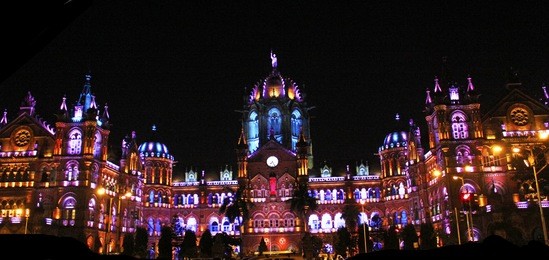 mumbai cst station night view