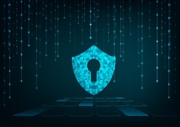 internet cloud data security concept with keyhole icon on digital  background. 