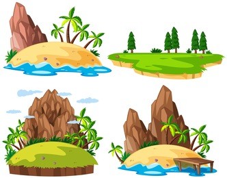 four islands on white background