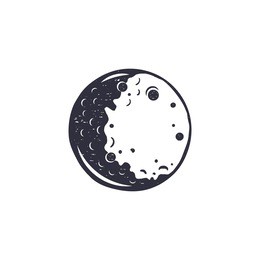 vintage hand drawn moon symbol. silhouette monochrome moon icon. stock vector illustration isolated on white background. retro design.