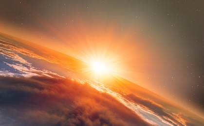 planet earth with a spectacular sunset. ."elements of this image furnished by nasa"