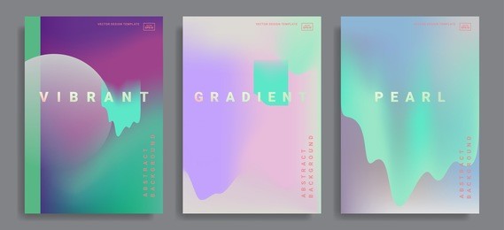 set of poster covers with color vibrant gradient background. trendy modern design. vector templates for placards, banners, flyers, presentations and reports. vector illustration. eps10