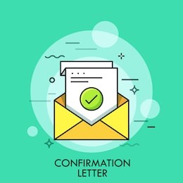 sheet of paper with green check mark inside envelope. concept of confirmation, acceptance or approval letter, written verification. colorful vector illustration for website, web banner, application.