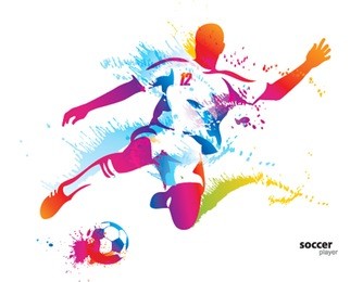 soccer player kicks the ball. the colorful vector illustration with drops and spray.