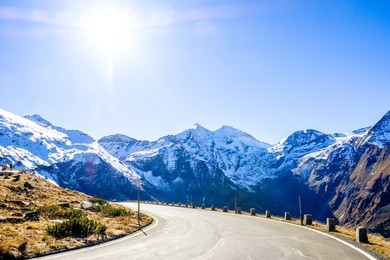 country road at the grossglockner mountains