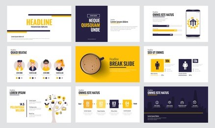 presentation slide templates and business brochures. set of modern minimalistic vivd infographic elements for web, print, magazine, flyer, brochure, media, marketing and advertising concepts. vector