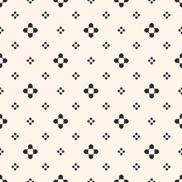 simple floral texture, vintage geometric pattern with small flower silhouettes. vector abstract monochrome background. black shapes on beige backdrop. repeat design for decor, wrapping, paper, covers