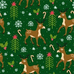 christmas seamless pattern with deer. vector illustration.christmas seamless pattern with deer