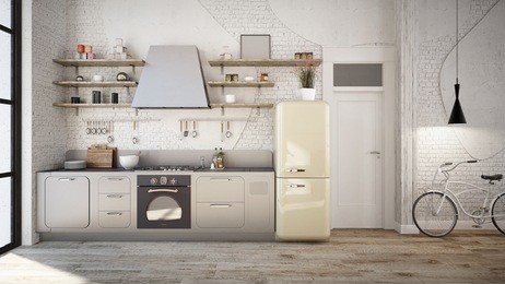 rustic kitchen interior - 3 d render