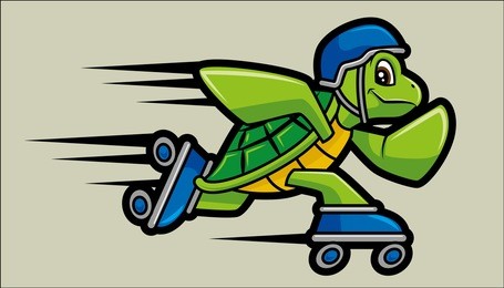 vector illustration of roller skating turtle character mascot.