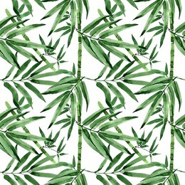 tropical leaves bamboo tree pattern in a watercolor style. aquarelle wild leaves for background, texture, wrapper pattern, frame or border.