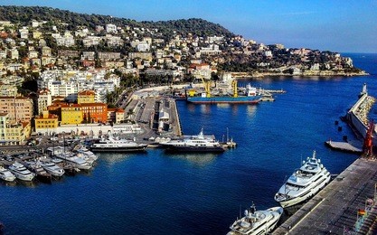 view of the harbor from the castle hill, nice, cote d'azur, riviera, france
