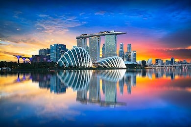 singapore city skyline at dusk