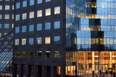 modern offices in london in the evening