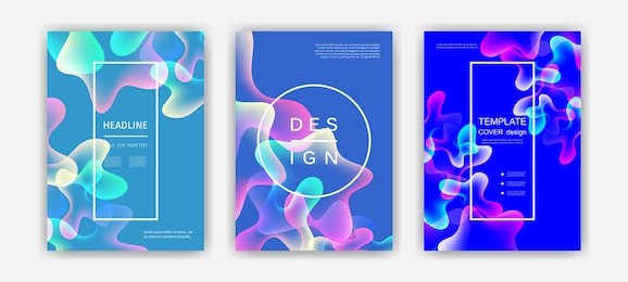 fluid color covers set. colorful bubble shapes with gradients. trendy design. eps10 vector.
