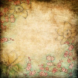 hand drawn spring flowers on grunge background