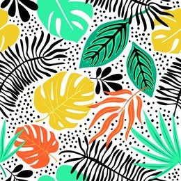 seamless exotic pattern with tropical plants. vector hand draw background.