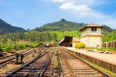 the nanu oya railway station near nuwara eliya, sri lanka. it is the main railway station in nuwara eliya region.
