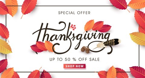 calligraphy of thanksgiving day sale banner. seasonal lettering.vector illustration