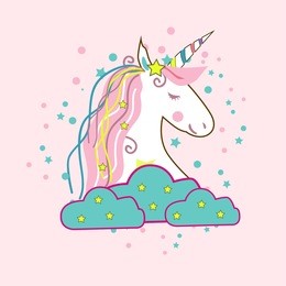 unicorn vector icon isolated on white. head portrait horse sticker, patch badge.