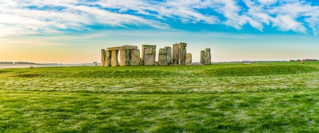morning panorama of stonehenge in winter england