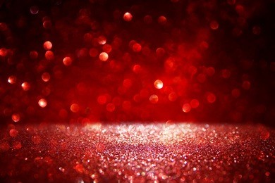red glitter vintage lights background. defocused